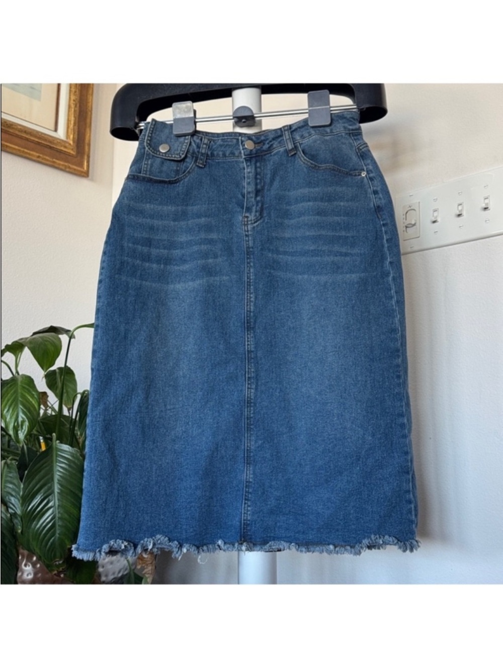 Allegra K Denim Jean Midi/Knee length Skirt Sz M Blue